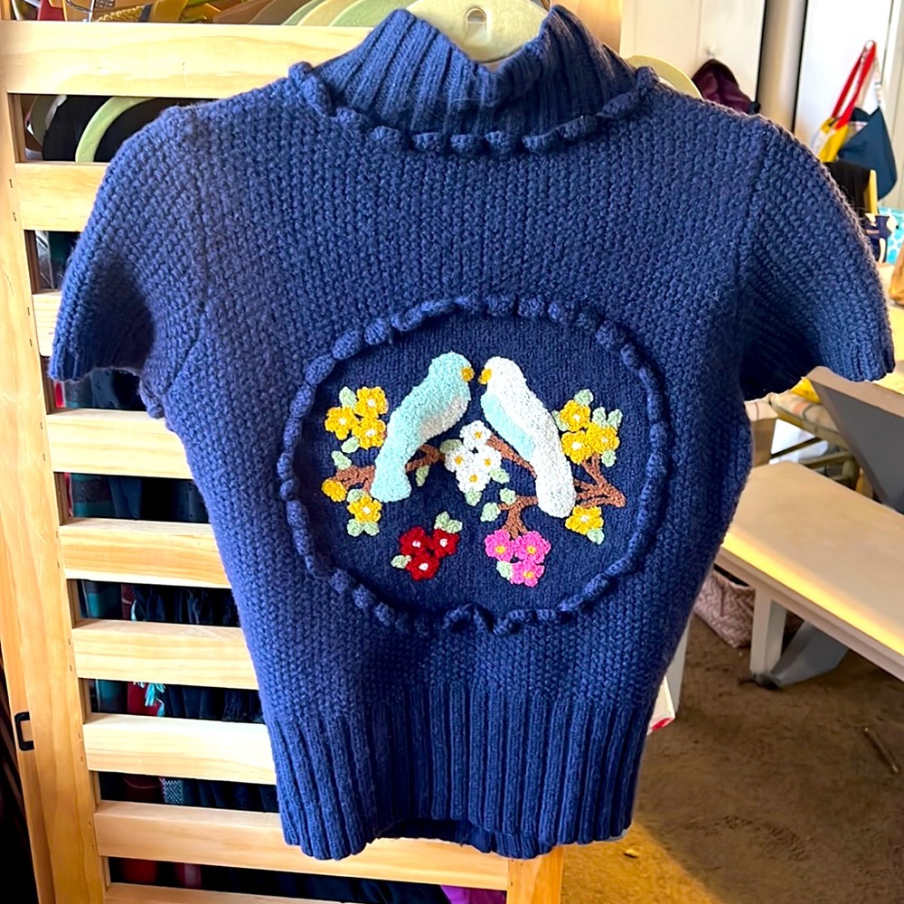 RARE Anthropologie M Lovebird knit sweater EUCmoth